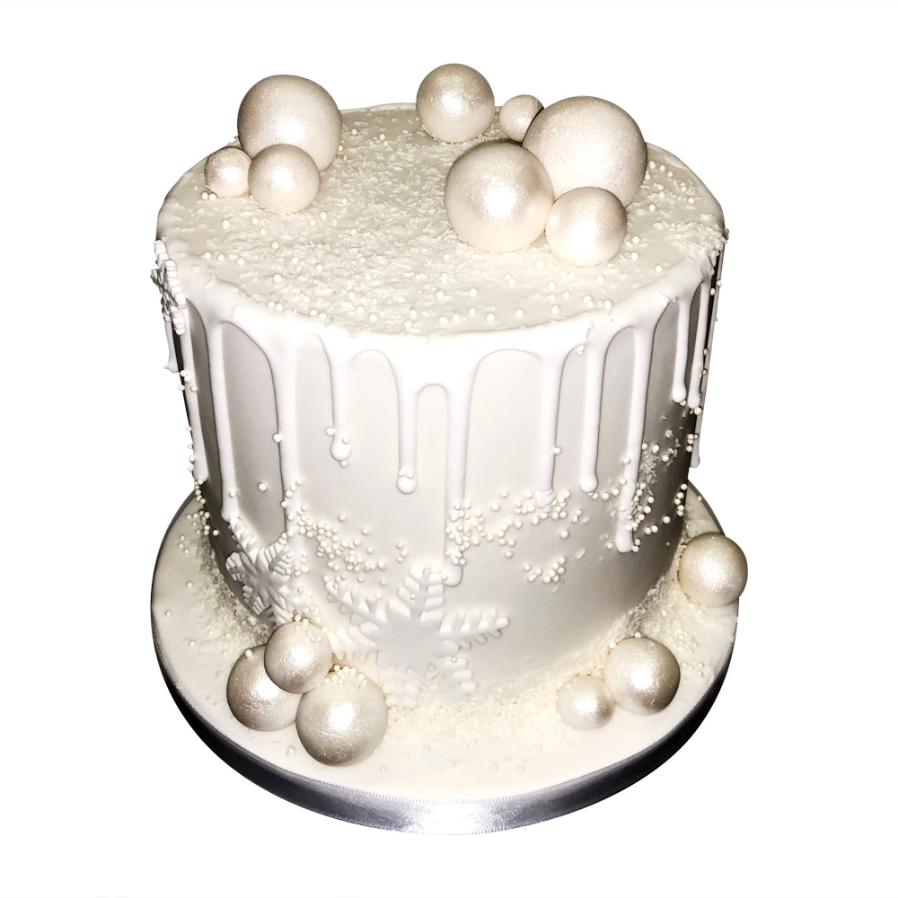 Snowflakes Drip Cake